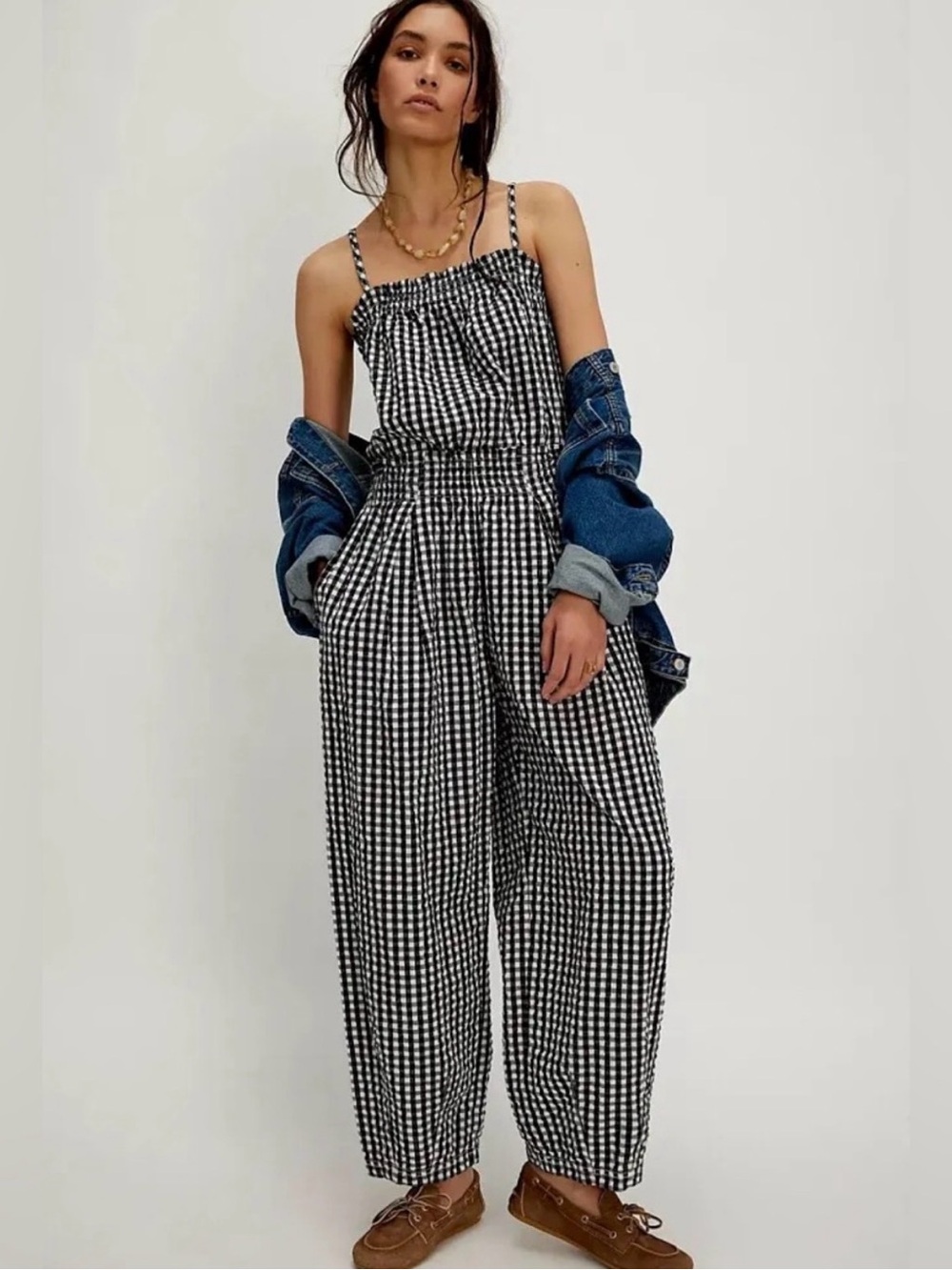 Free People Retro Gingham Jumpsuit